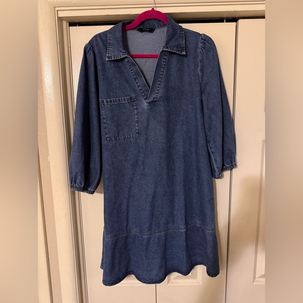 Dokotoo Denim Babydoll V neck 3/4 sleeve size Med - Picture 3 of 5